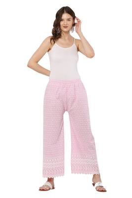 PAVONINE Pink Color Full Thread Chikankari Cotton Fabric pant 4