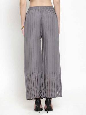 PAVONINE Grey Color Goti Aari Work Rayon Fabric Palazzo 2