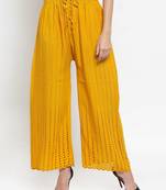 PAVONINE Mustard Color Goti Aari Work Rayon Fabric Palazzo