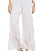 PAVONINE White Color Goti Aari Work Rayon Fabric Palazzo