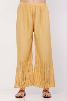 PAVONINE Beige Color Goti Aari Work Rayon Fabric pant