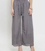 PAVONINE Grey Color Goti Aari Work Rayon Fabric pant