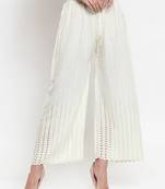 PAVONINE Off-White Color Goti Aari Work Rayon Fabric pant