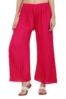 PAVONINE Rani Color Goti Aari Work Rayon Fabric pant