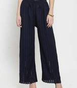 PAVONINE Navy Color Goti Aari Work Rayon Fabric pant