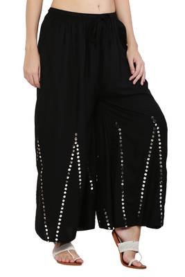 PAVONINE Black Color Mirror Embroidery Work pant 3
