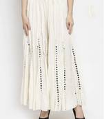 PAVONINE Cream Color Mirror Embroidery Work Gharara