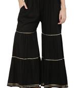 PAVONINE Black Color 3-Layers Golden Gota Flared pant