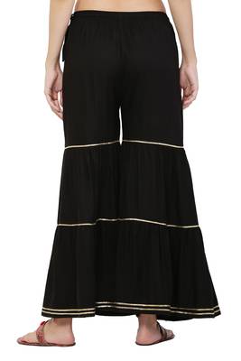 PAVONINE Black Color 3-Layers Golden Gota Flared pant 2