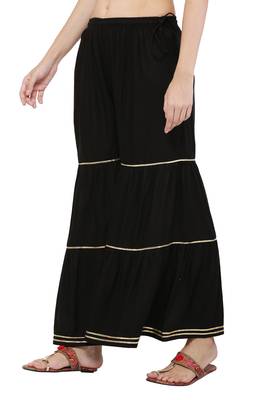 PAVONINE Black Color 3-Layers Golden Gota Flared pant 5