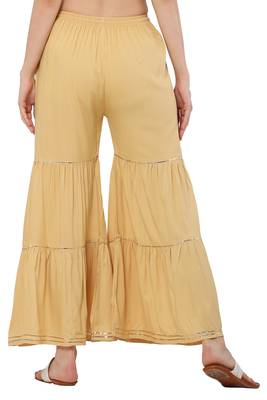 PAVONINE Beige Color 3-Layers Golden Gota Flared pant 2