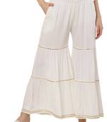 PAVONINE Off White Color 3-Layers Golden Gota Flared pant