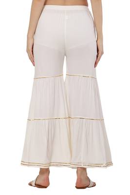 PAVONINE Off White Color 3-Layers Golden Gota Flared pant 2