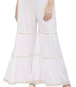 PAVONINE White Color 3-Layers Golden Gota Flared pant