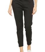 PAVONINE BLACK Color Stretchable Cotton Lycra Fabric Pencil Pant