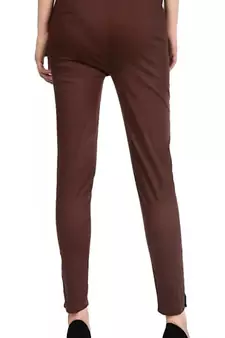 PAVONINE Coffee Color Stretchable Cotton Lycra Fabric Pencil Pant