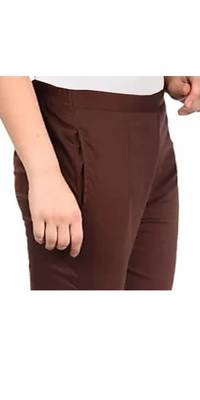 PAVONINE Coffee Color Stretchable Cotton Lycra Fabric Pencil Pant 5