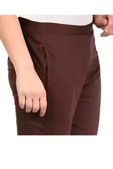 PAVONINE Coffee Color Stretchable Cotton Lycra Fabric Pencil Pant