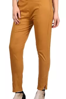 PAVONINE Dark Skin Color Stretchable Cotton Lycra Fabric Pencil Pant
