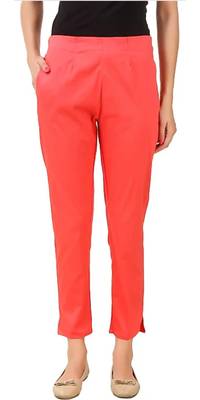 PAVONINE Gajri Color Stretchable Cotton Lycra Fabric Pencil Pant 1