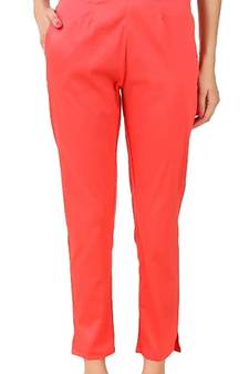 PAVONINE Gajri Color Stretchable Cotton Lycra Fabric Pencil Pant