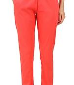 PAVONINE Gajri Color Stretchable Cotton Lycra Fabric Pencil Pant