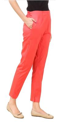 PAVONINE Gajri Color Stretchable Cotton Lycra Fabric Pencil Pant 3