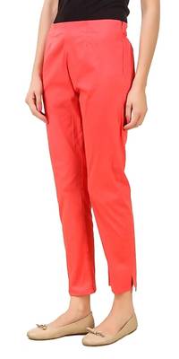 PAVONINE Gajri Color Stretchable Cotton Lycra Fabric Pencil Pant 4