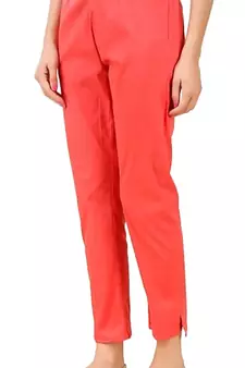 PAVONINE Gajri Color Stretchable Cotton Lycra Fabric Pencil Pant