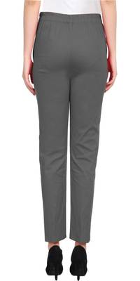 PAVONINE Grey Color Stretchable Cotton Lycra Fabric Pencil Pant 2