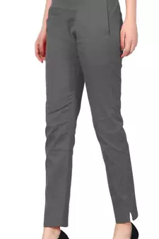 PAVONINE Grey Color Stretchable Cotton Lycra Fabric Pencil Pant