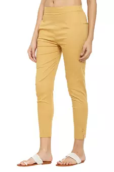 PAVONINE Light Skin Color Stretchable Cotton Lycra Fabric Pencil Pant