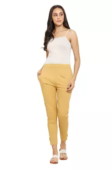 PAVONINE Light Skin Color Stretchable Cotton Lycra Fabric Pencil Pant