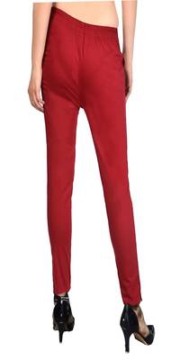 PAVONINE Maroon Color Stretchable Cotton Lycra Fabric Pencil Pant 2