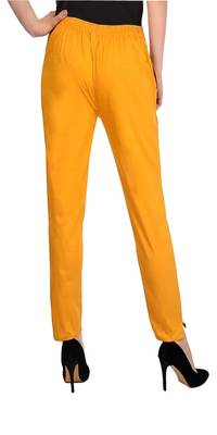 PAVONINE Mustard Color Stretchable Cotton Lycra Fabric Pencil Pant 2