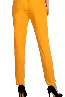 PAVONINE Mustard Color Stretchable Cotton Lycra Fabric Pencil Pant