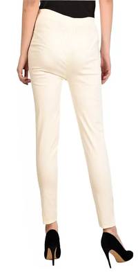 PAVONINE Off White Color Stretchable Cotton Lycra Fabric Pencil Pant 2