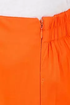 PAVONINE Orange Color Stretchable Cotton Lycra Fabric Pencil Pant