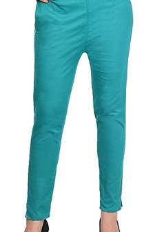 PAVONINE Rama Green Color Stretchable Cotton Lycra Fabric Pencil Pant
