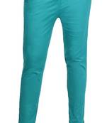 PAVONINE Rama Green Color Stretchable Cotton Lycra Fabric Pencil Pant