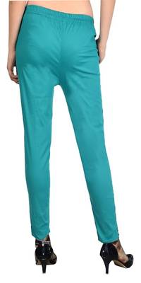 PAVONINE Rama Green Color Stretchable Cotton Lycra Fabric Pencil Pant 2