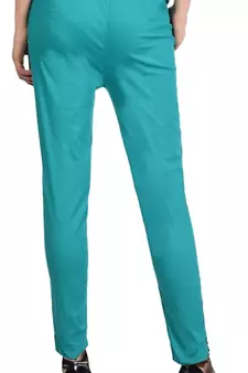 PAVONINE Rama Green Color Stretchable Cotton Lycra Fabric Pencil Pant