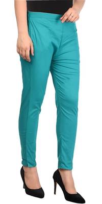 PAVONINE Rama Green Color Stretchable Cotton Lycra Fabric Pencil Pant 3