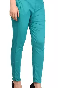 PAVONINE Rama Green Color Stretchable Cotton Lycra Fabric Pencil Pant