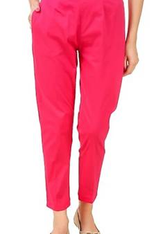 PAVONINE Rani Color Stretchable Cotton Lycra Fabric Pencil Pant