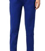 PAVONINE Royal Blue Color Stretchable Cotton Lycra Fabric Pencil Pant