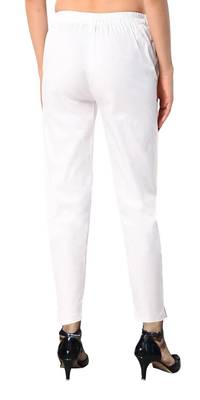 PAVONINE White Color Stretchable Cotton Lycra Fabric Pencil Pant 2