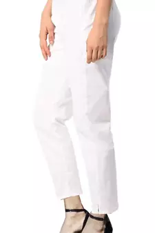 PAVONINE White Color Stretchable Cotton Lycra Fabric Pencil Pant