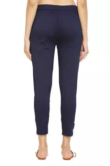 PAVONINE Navy Blue Color Stretchable Cotton Lycra Fabric Pencil Pant