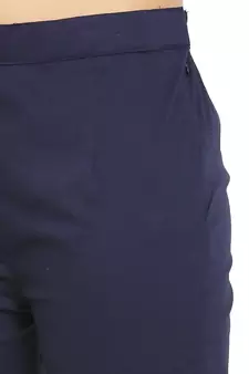 PAVONINE Navy Blue Color Stretchable Cotton Lycra Fabric Pencil Pant
